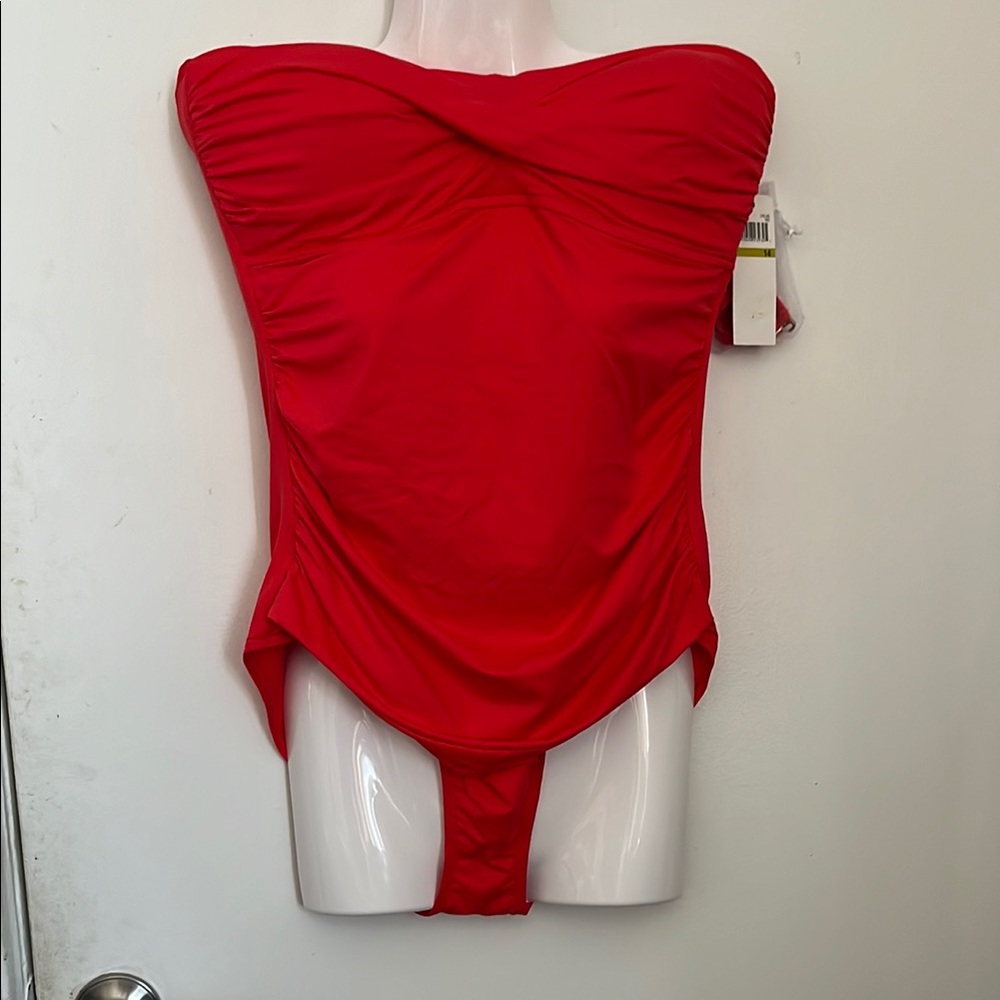 Anne Cole Red Strapless Swimsuit